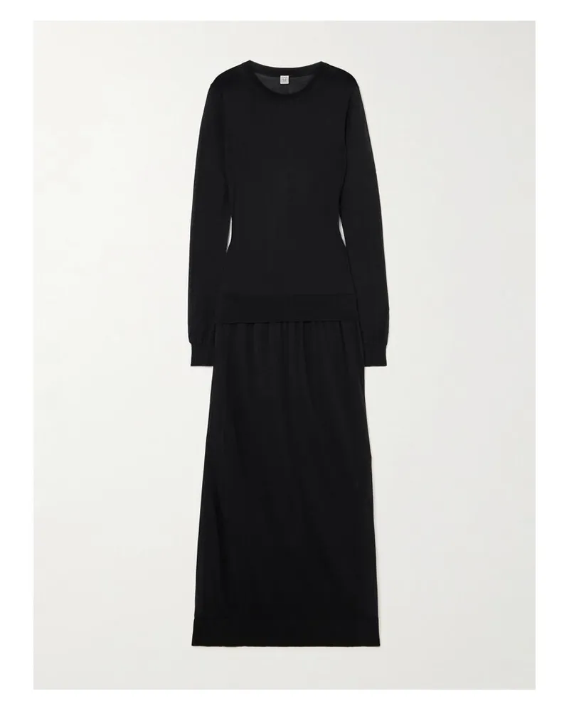 Totême Maxikleid Aus Einer Seidenmischung - Schwarz Schwarz