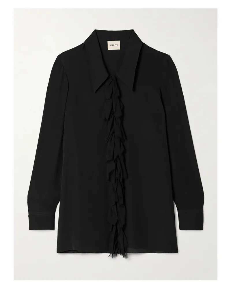 KHAITE Hemd Aus Crêpe De Chine Aus Seide Mit Rüschen Und Fransen - Schwarz Schwarz
