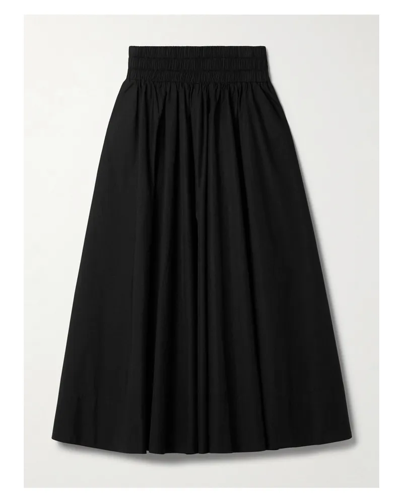 Suzie Kondi The Kyria Gathered Cotton-poplin Midi Skirt - Black Black
