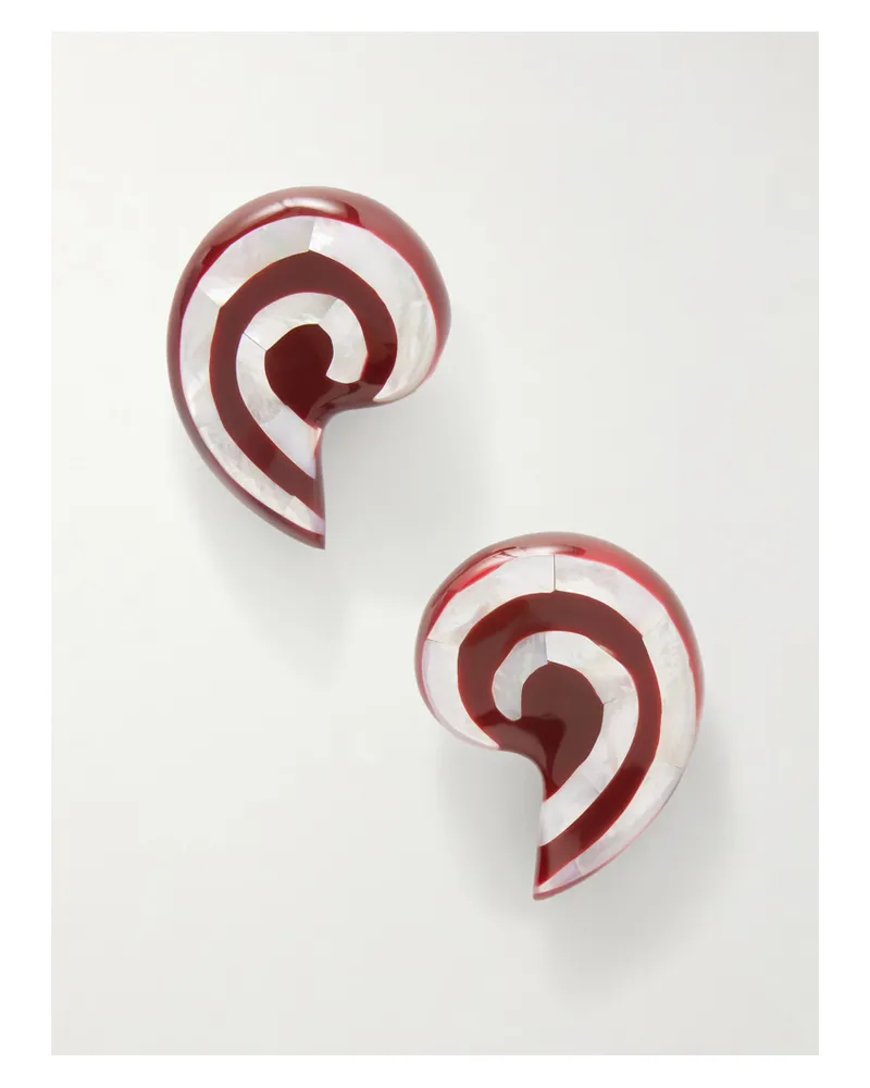 JULIETTA Spira Silver-tone, Mother-of-pearl And Resin Earrings - Brown Brown