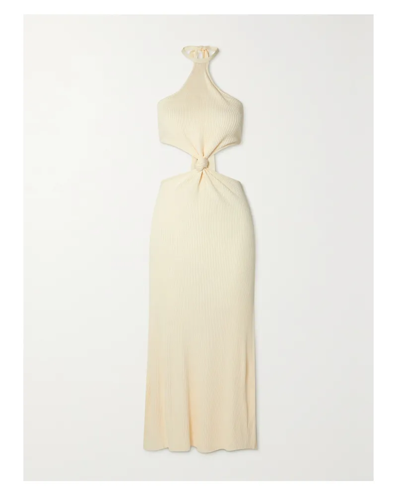 Cult Gaia Cameron Neckholder-midikleid Aus Rippstrick Mit Cut-out - Weiß Weiß