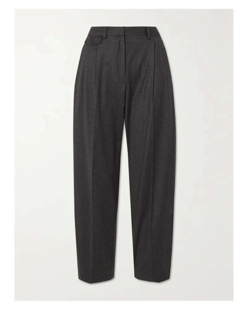 PURDEY Verkürzte Bundfaltenhose Aus Baumwollflanell - Grau Grau