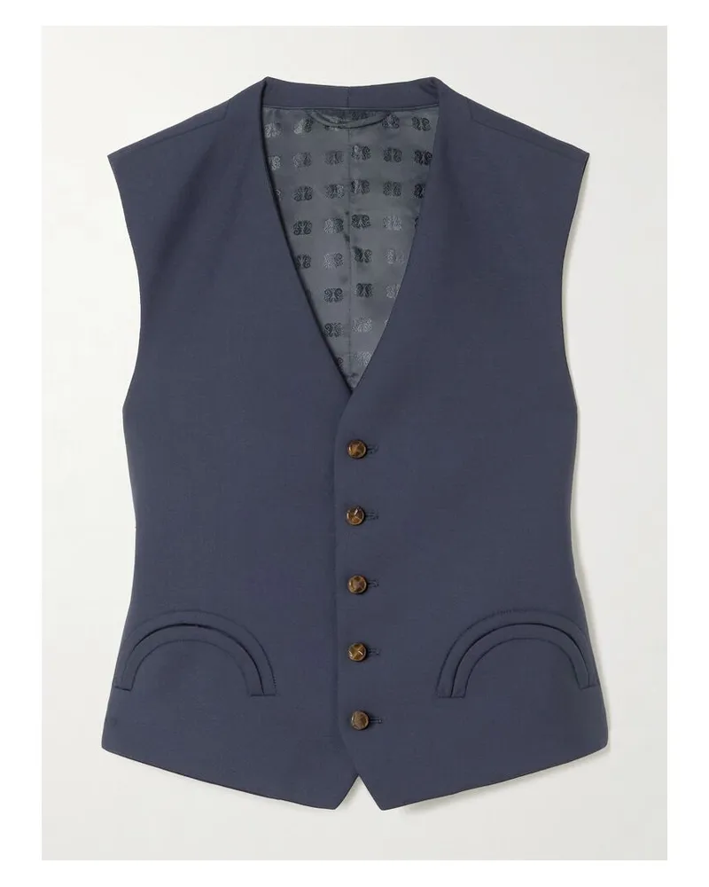 Blazé Milano First Class Feral Weste Aus Einer Woll-mohairmischung - Blau Blau