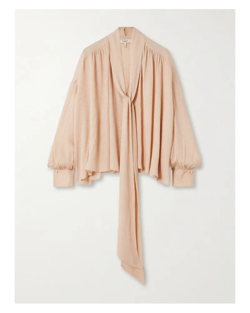 Chloé Schluppenbluse Aus Jacquard Aus Einer Seidenmischung Mit Raffungen - Pink Pink