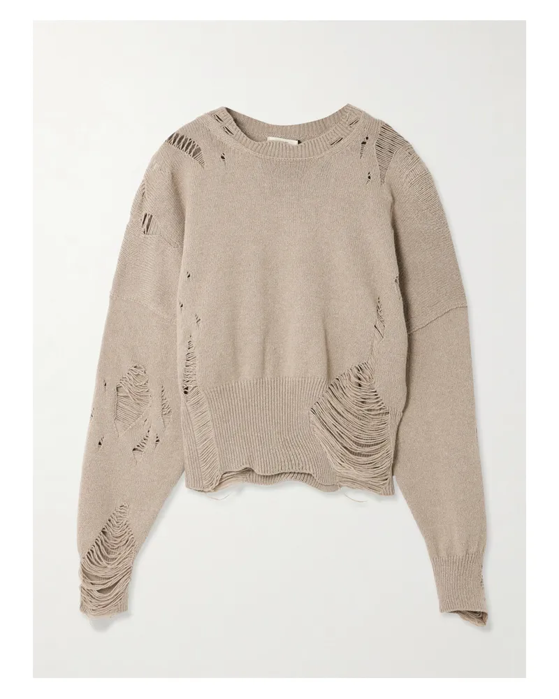 Haikure Marcy Pullover Aus Einer Baumwoll-wollmischung In Distressed-optik - Neutral Neutral
