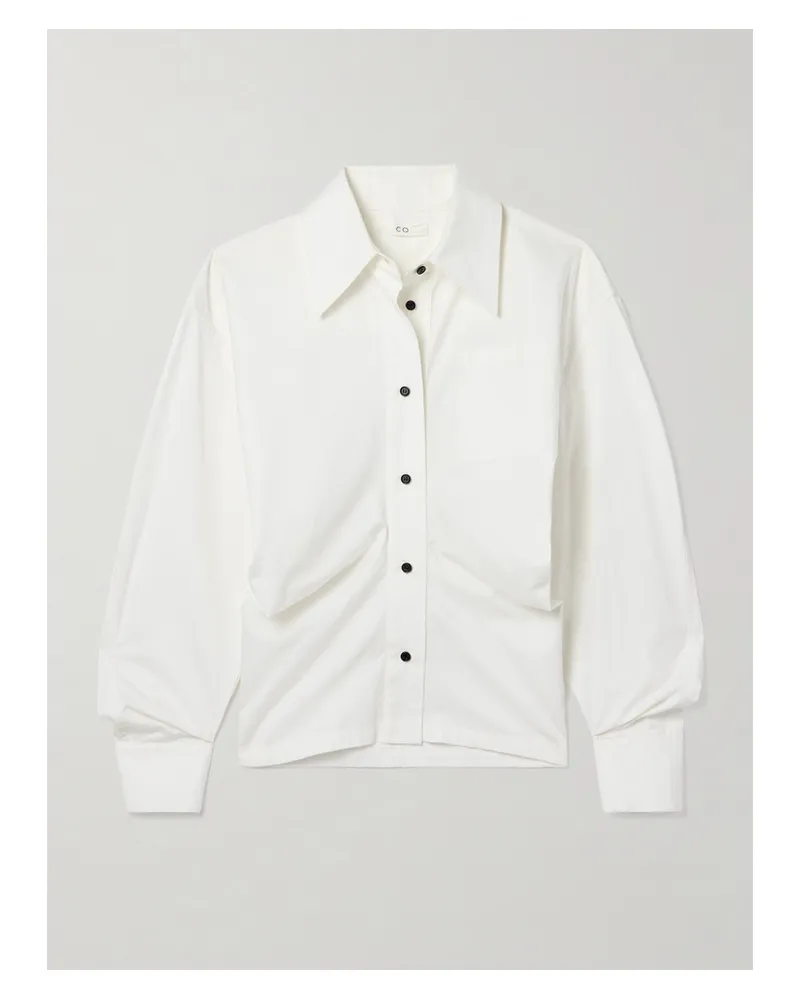 Co Hemd Aus Popeline Aus Einer Baumwoll-seidenmischung Mit Raffungen - Weiß Weiß