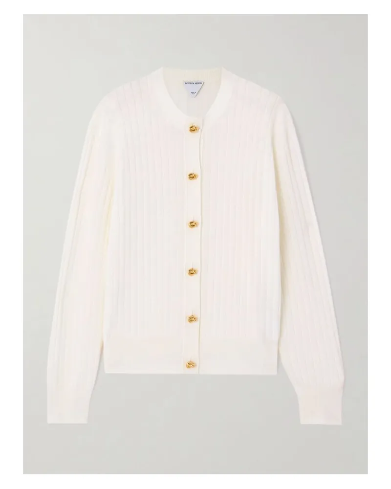 Bottega Veneta Cardigan Aus Gerippter Wolle - Wollweiß Wollweiß