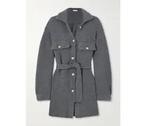 Cardigan Aus Rippstrick Mit Bindegürtel - Grau