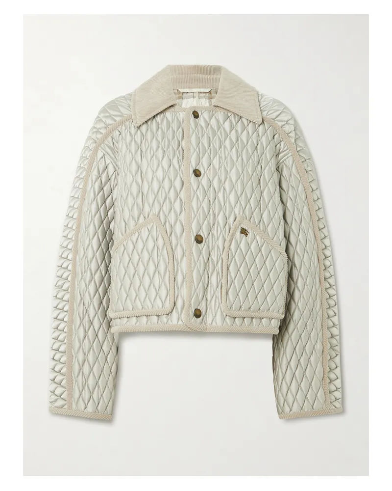 Burberry Steppjacke Aus Gestepptem Shell Mit Baumwollcordbesätzen - Silber Silber