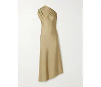 Coast Asymmetric One-shoulder Draped Lurex Dress - Gold