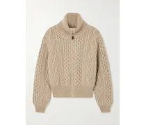 Eyre Cardigan Aus Kaschmir In Zopfstrick Mit Stehkragen - Neutral
