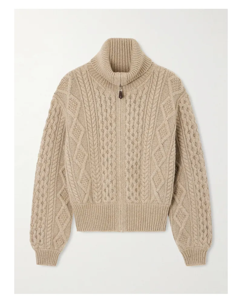 Loro Piana Eyre Cardigan Aus Kaschmir In Zopfstrick Mit Stehkragen - Neutral Neutral