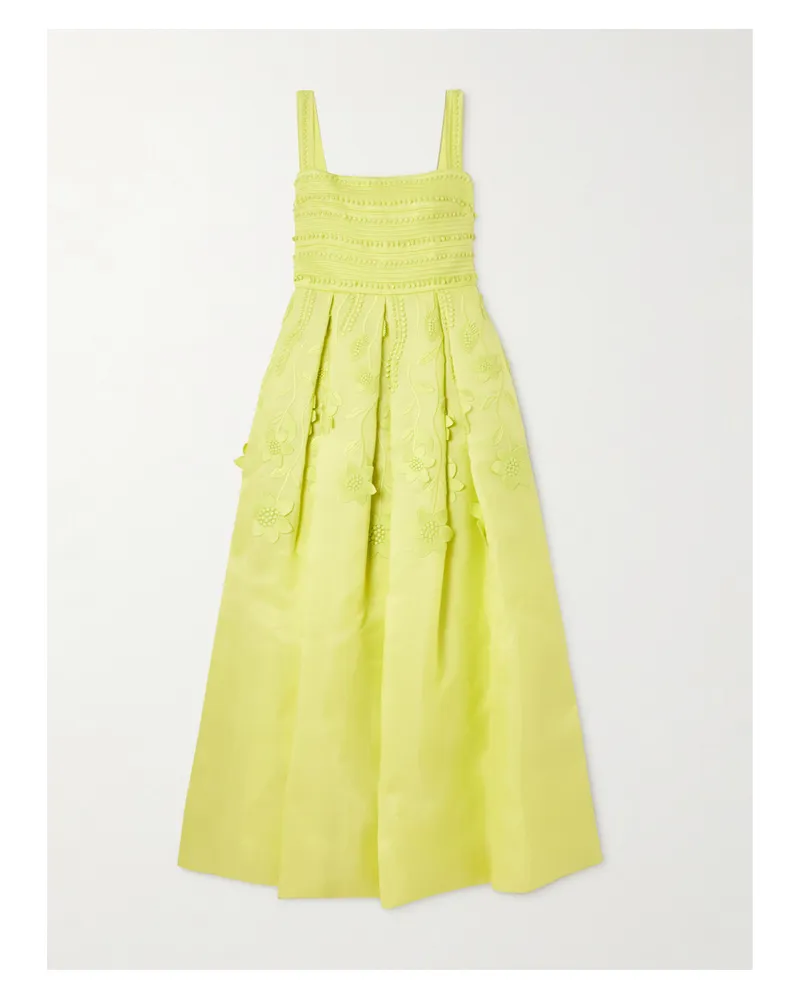 Elie Saab Robe Aus Organza Mit Falten Und Stickereien - Gelb Gelb