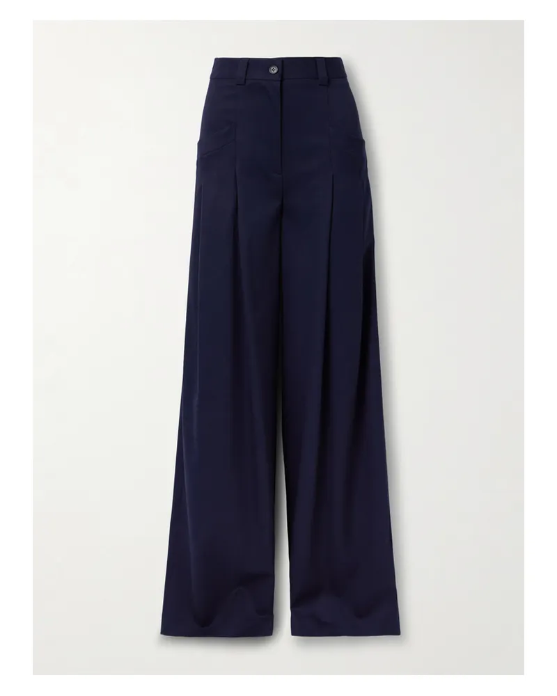 Altuzarra Zanni Hose Mit Weitem Bein Aus Einer Wollmischung Mit Falten - Blau Blau