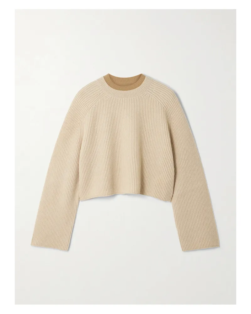 Max Mara Funale Verkürzter Pullover Aus Einer Gerippten Woll-kaschmirmischung - Neutral Neutral
