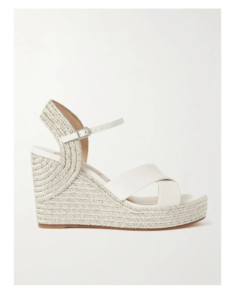 Jimmy Choo Dellena 100 Espadrille-wedges Aus Leder - Weiß Weiß