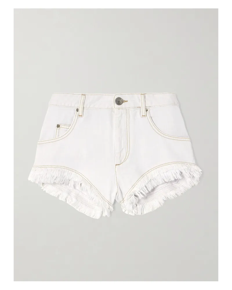 Isabel Marant Eneidao Fringed Denim Shorts - White White