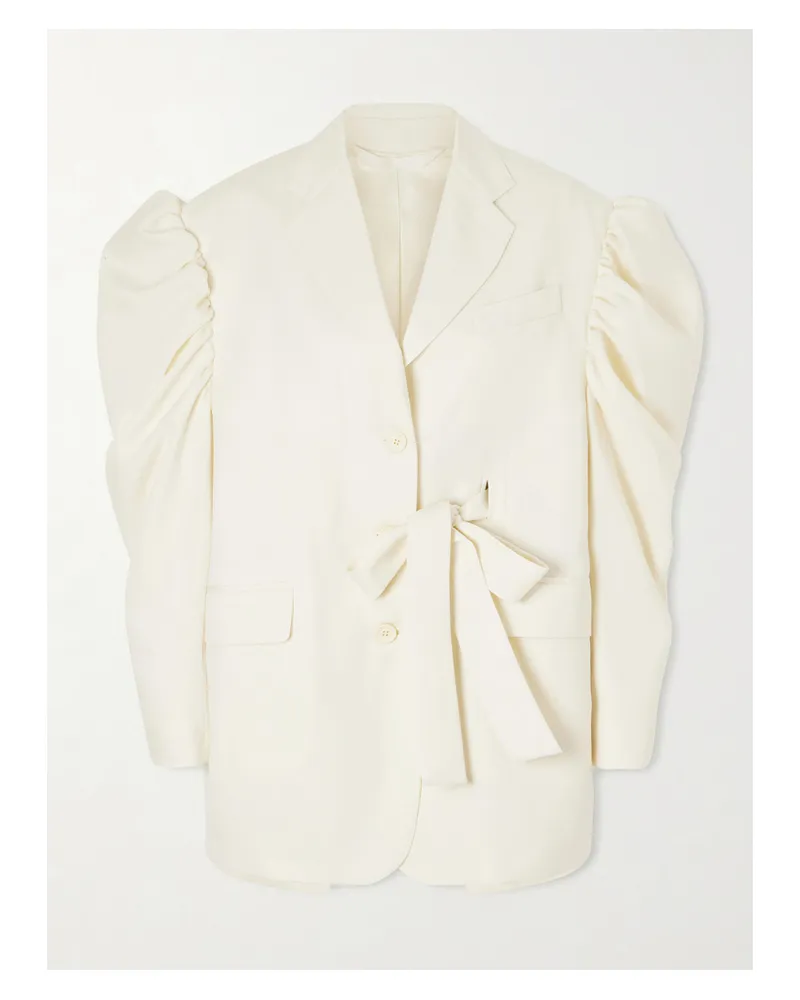 Simone Rocha Open-back Woven Blazer - Cream Cream