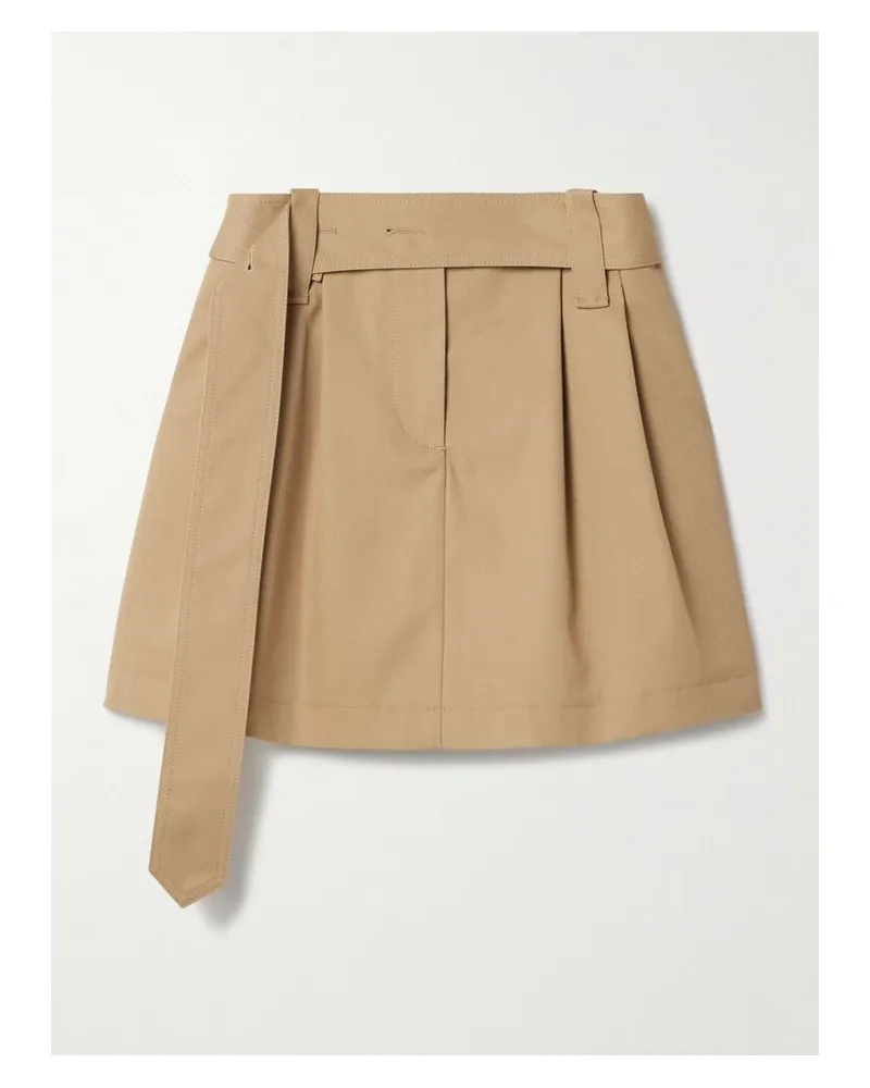 Moncler Minirock Aus Twill Mit Falten Und Bindegürtel - Braun Braun