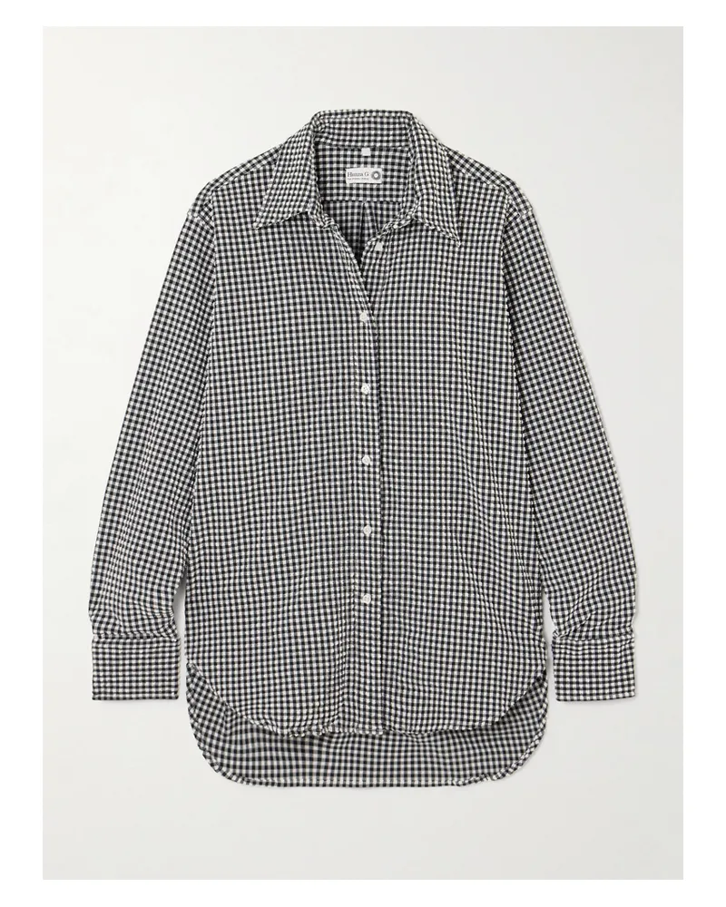Hunza G Hemd Aus Seersucker Mit Gingham-karomuster - Schwarz Schwarz