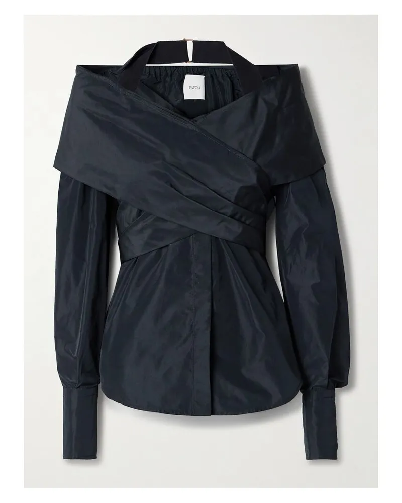 Patou Schulterfreies Hemd Aus Satin Mit Wickeleffekt - Blau Blau