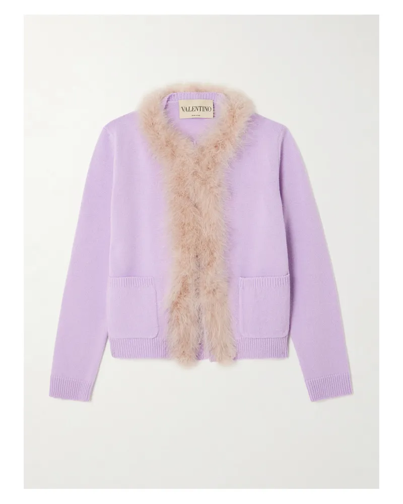 Valentino Garavani Cardigan Aus Wolle Mit Federn - Lila Lila