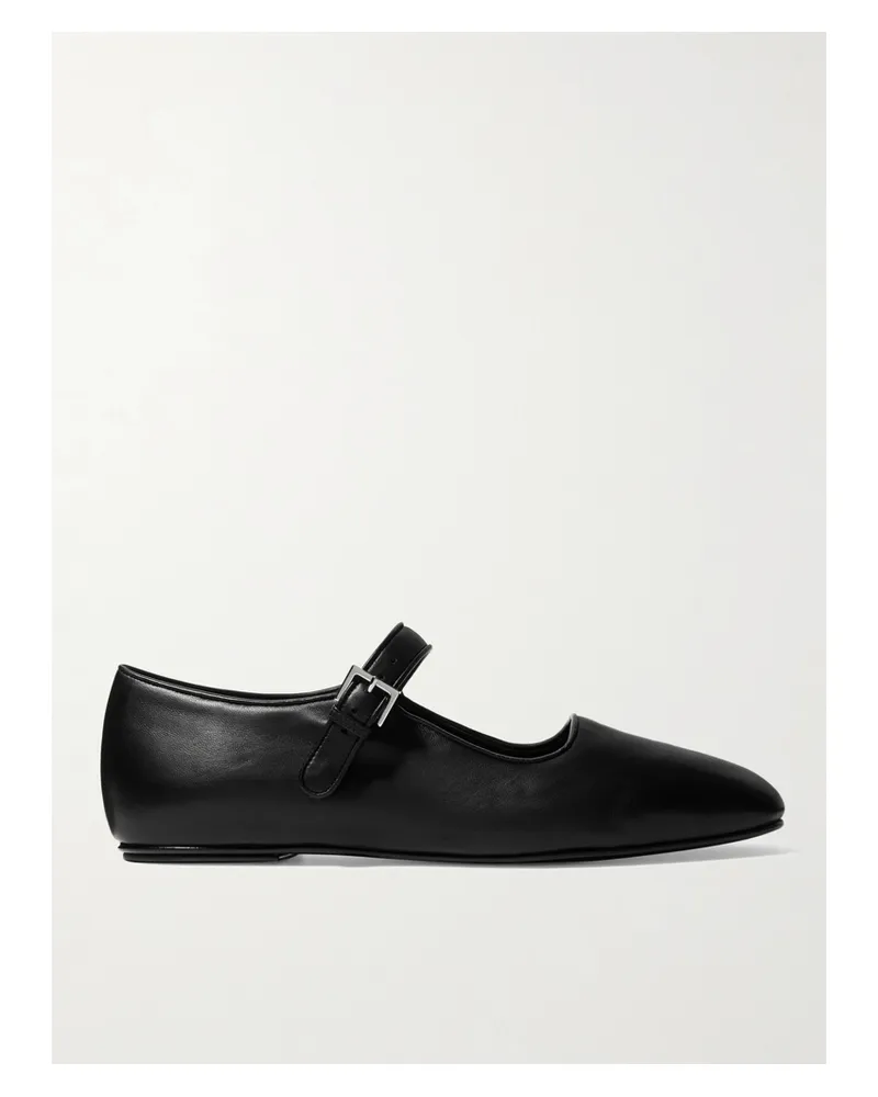 The Row Ava Leather Mary Jane Ballet Flats - Black Black