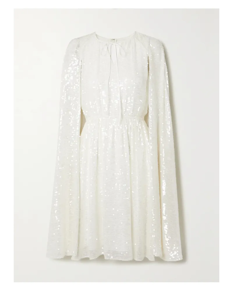 Erdem Austin Midikleid Aus Chiffon Mit Pailletten Und Cape-effekt - Elfenbein Elfenbein