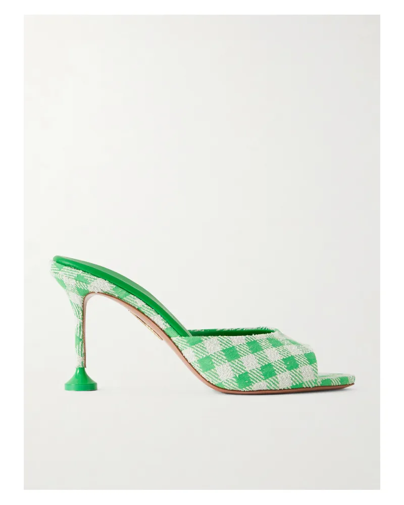 Aquazzura Bisous 85 Mules Aus Kariertem Jacquard - Grün Grün