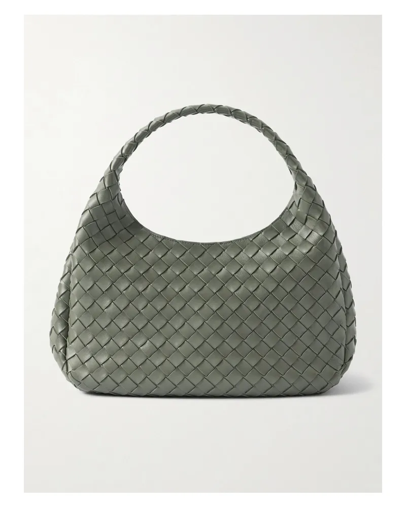 Bottega Veneta Campana Intrecciato Leather Shoulder Bag - Green Green