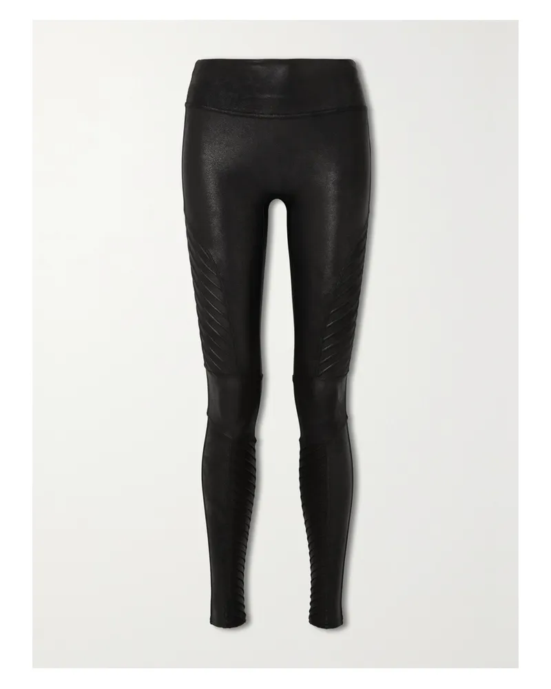 Spanx Moto Leggings Aus Stretch-kunstleder - Schwarz Schwarz