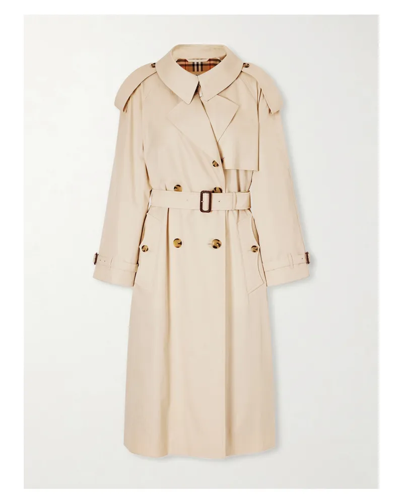 Burberry Fitzrovia Belted Cotton-gabardine Trench Coat - Neutrals Neutrals