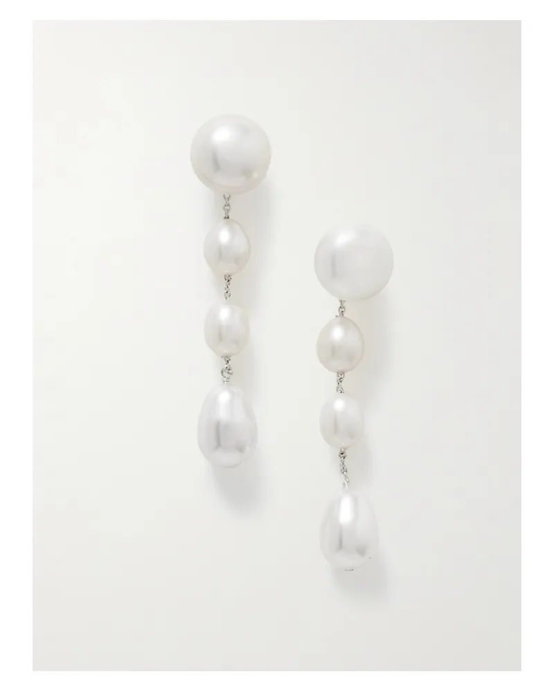 Sophie Buhai Large Eleanor Perlenohrringe Mit Silberfarbenen Details Silber