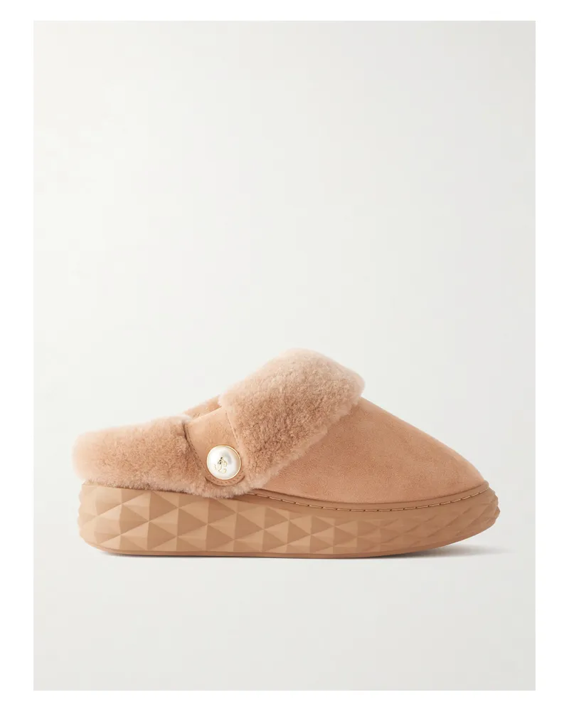 Jimmy Choo Diamond Shearling Mules - Brown Brown