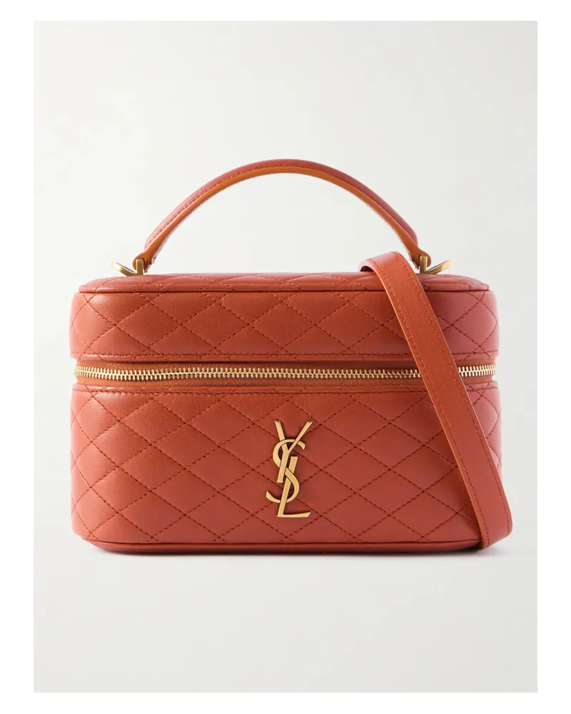 Saint Laurent Gaby Vanity Mini Quilted Leather Shoulder Bag - Orange Orange