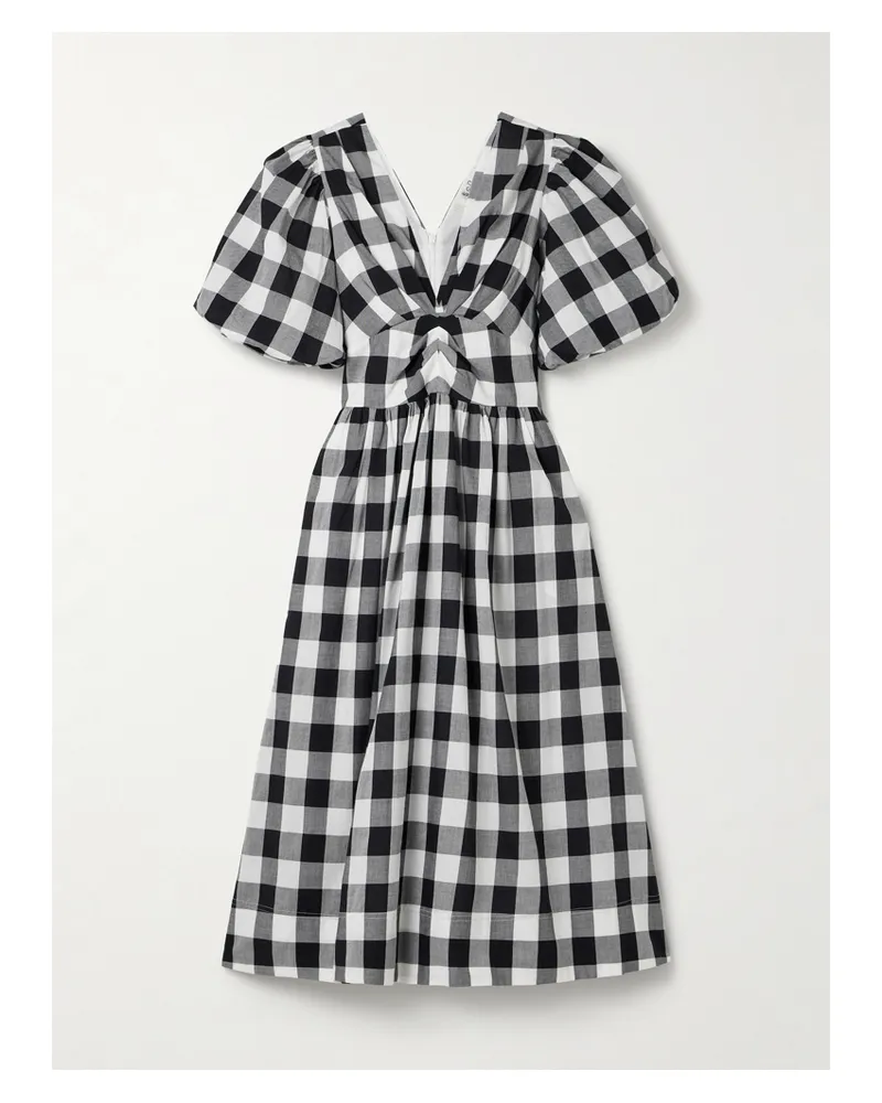 Sea Midikleid Aus Baumwollpopeline Mit Gingham-karo Und Raffungen - Mehrfarbig Mehrfarbig