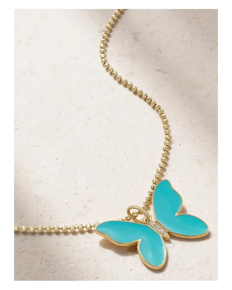 Sydney Evan Kette Aus 14 Karat Gold Mit Emaille Und Diamanten - Blau Blau