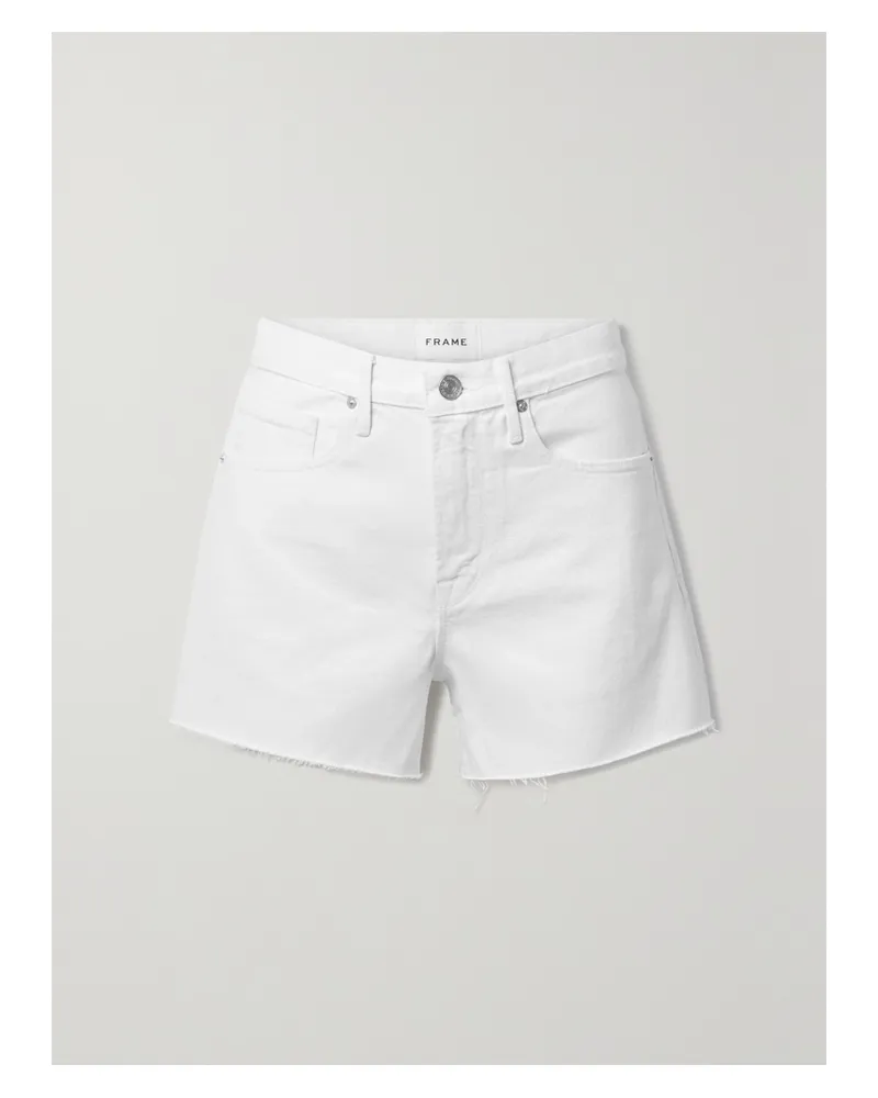 Frame Denim Le Brigette Jeansshorts Mit Fransen - Weiß Weiß