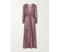 Meera Gathered Paisley-print Chiffon Maxi Dress - Pink