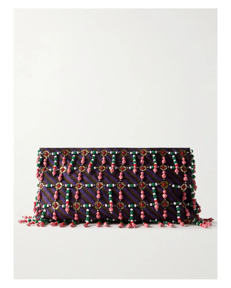 Dries van Noten Clutch Aus Einer Gestreiften Wollmischung Mit Verzierungen - Mehrfarbig Mehrfarbig