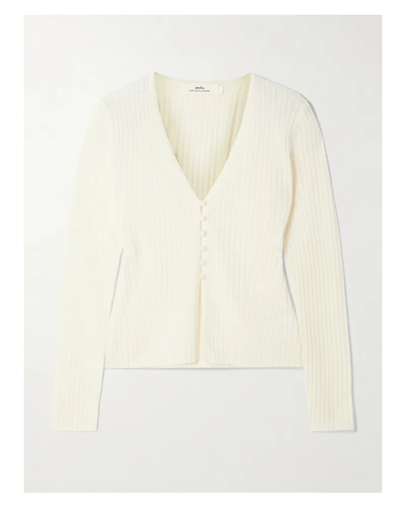 arch4 New Cami Cardigan Aus Geripptem Biokaschmir - Elfenbein Elfenbein