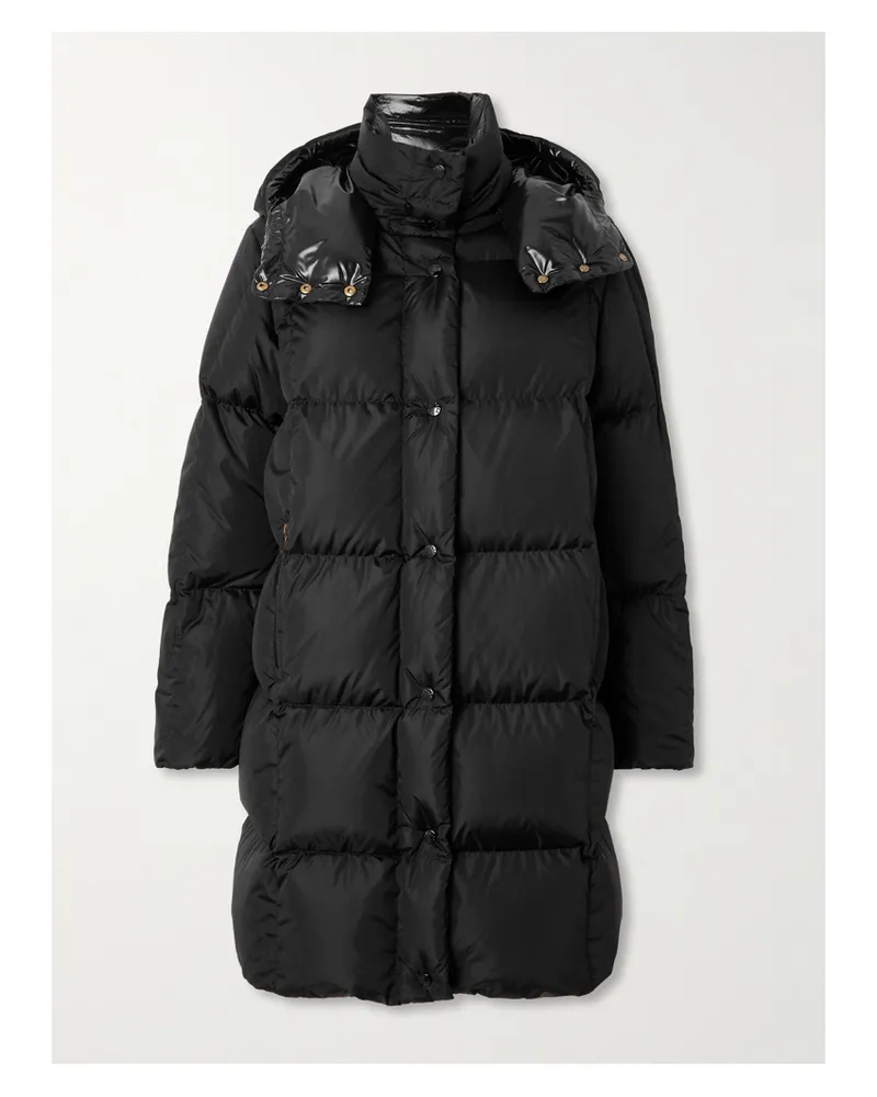 Moncler Daunenmantel Aus Shell Mit Kapuze Und Applikation - Schwarz Schwarz