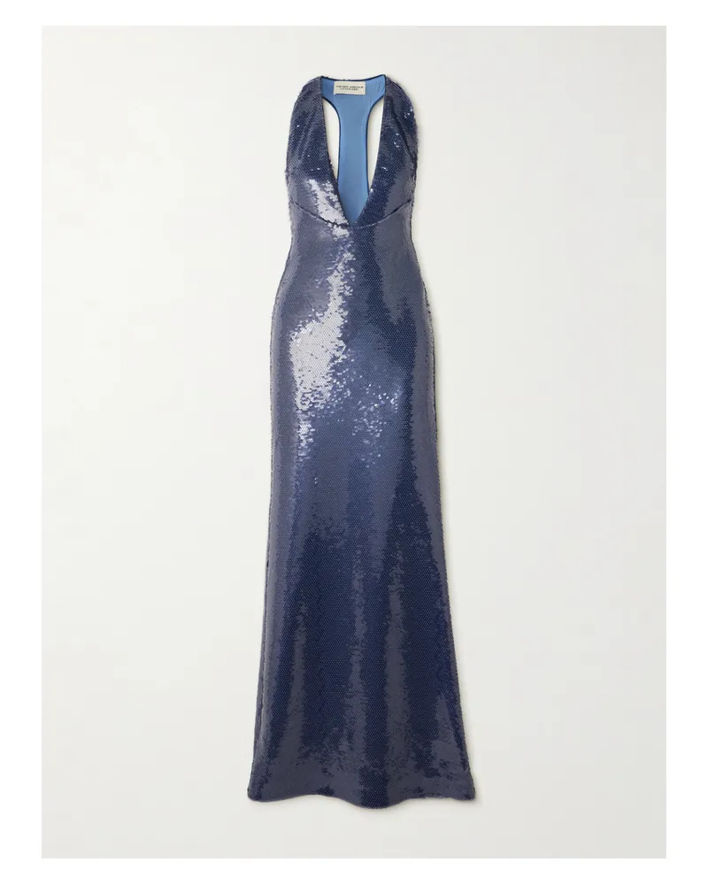 The New Arrivals Ilkyaz Ozel Olympia Neckholder-robe Aus Jersey Mit Pailletten - Blau Blau
