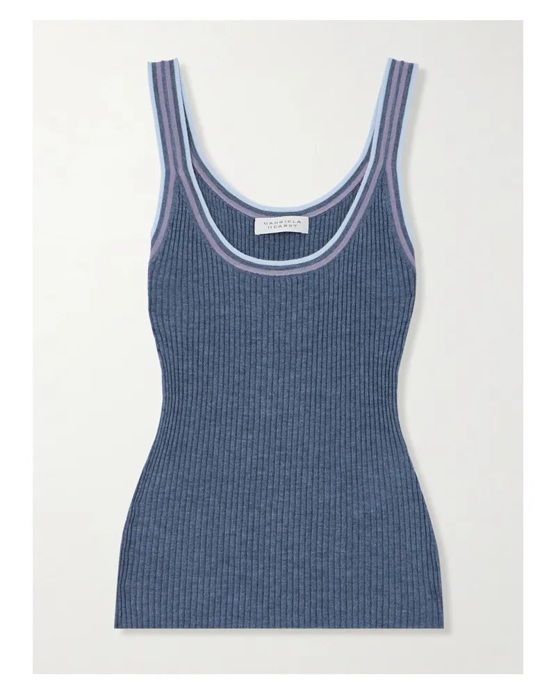 Gabriela Hearst Chen Tanktop Aus Einer Gerippten Kaschmir-seidenmischung Mit Streifen - Blau Blau