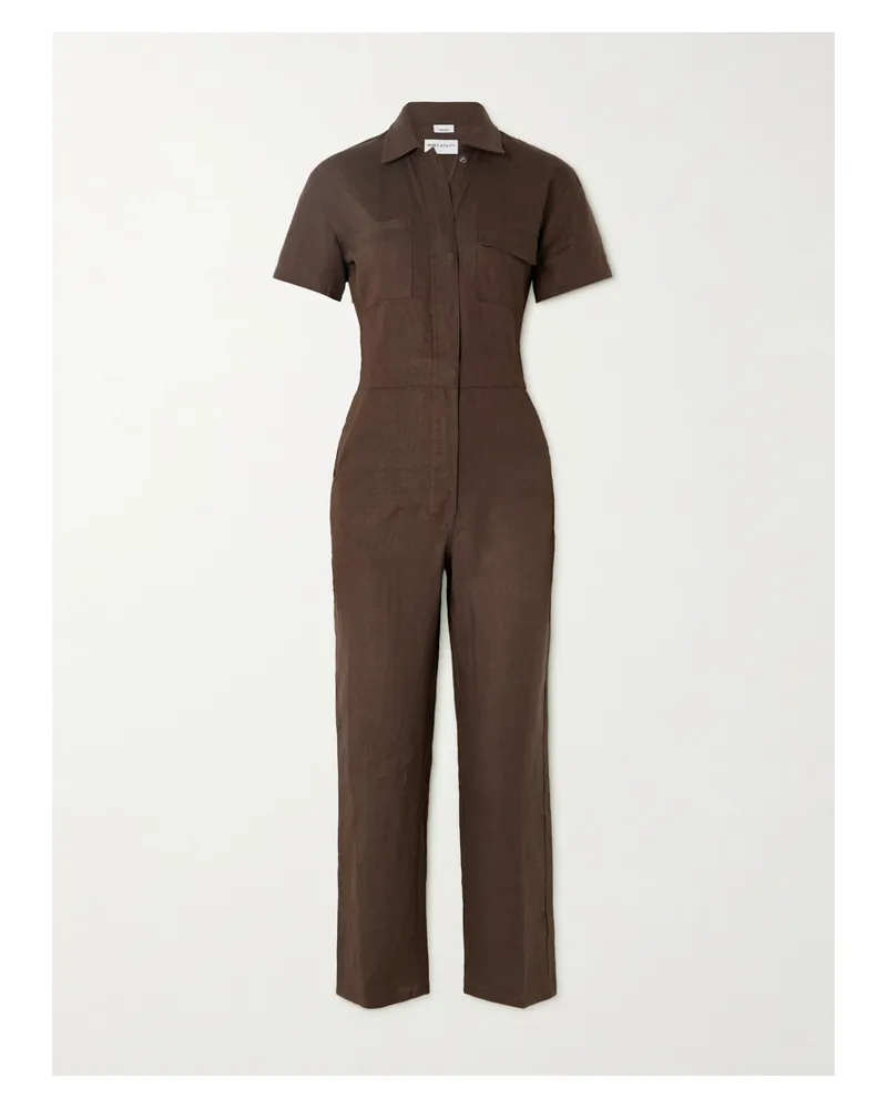 Rivet Utility Worker Verkürzter Jumpsuit Aus Leinen - Braun Braun