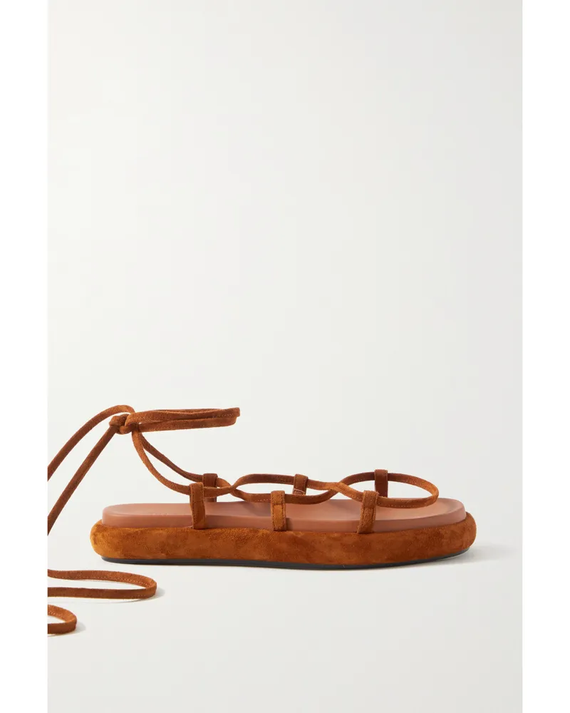 KHAITE Alba Sandalen Aus Veloursleder Mit Lederbesätzen - Braun Braun