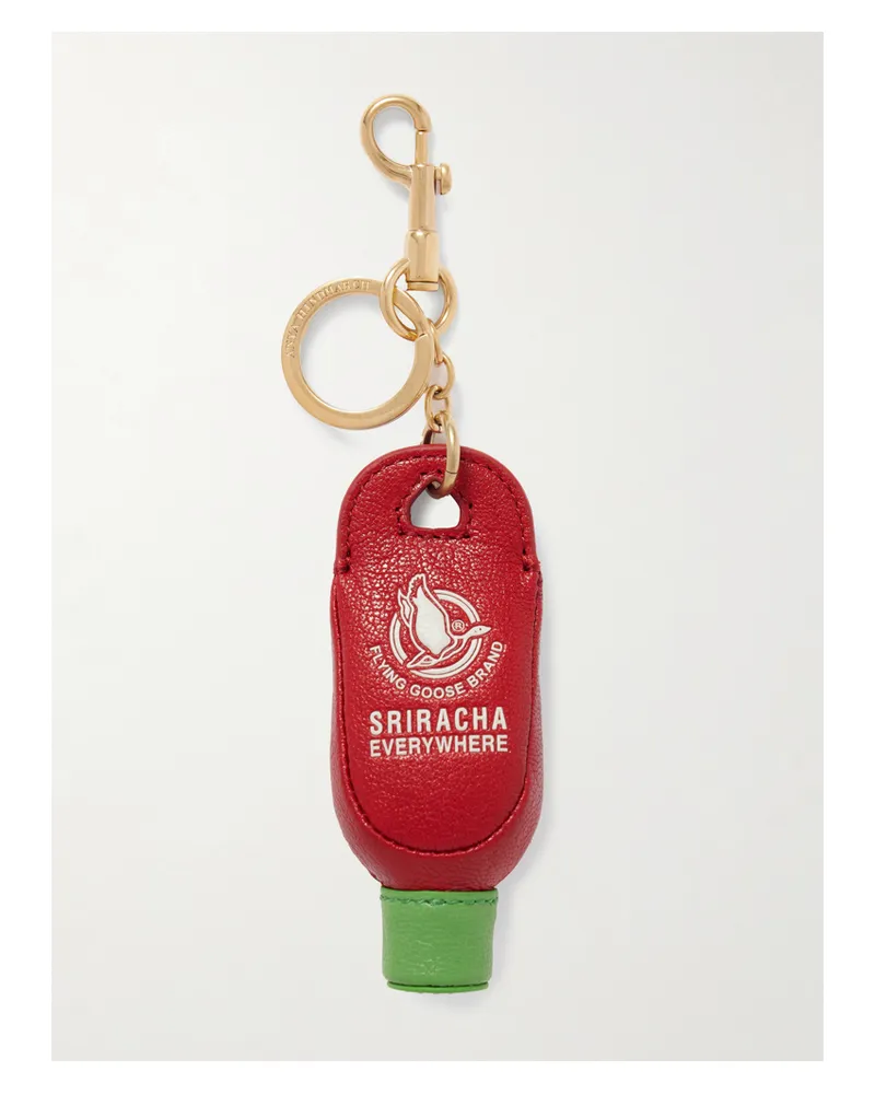 Anya Hindmarch Sriracha Taschenanhänger Aus Leder Mit Print Und Goldfarbenem Detail - Rot Rot