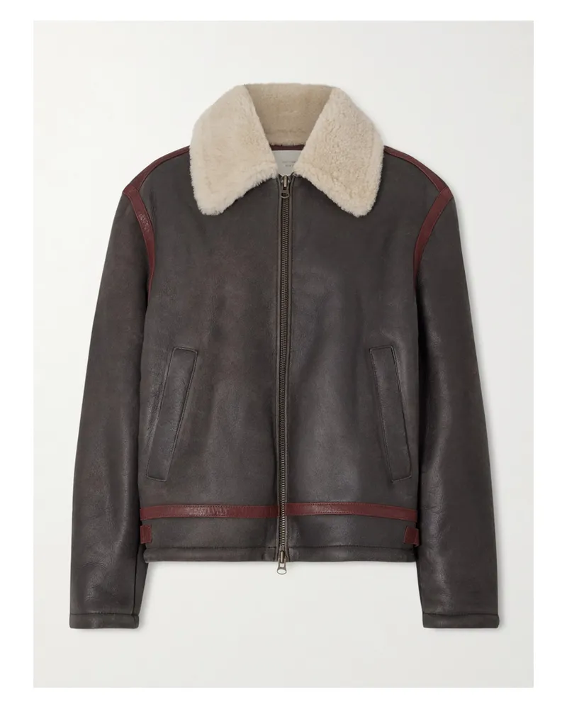 Aimé Leon Dore Jacke Aus Shearling Mit Print - Braun Braun