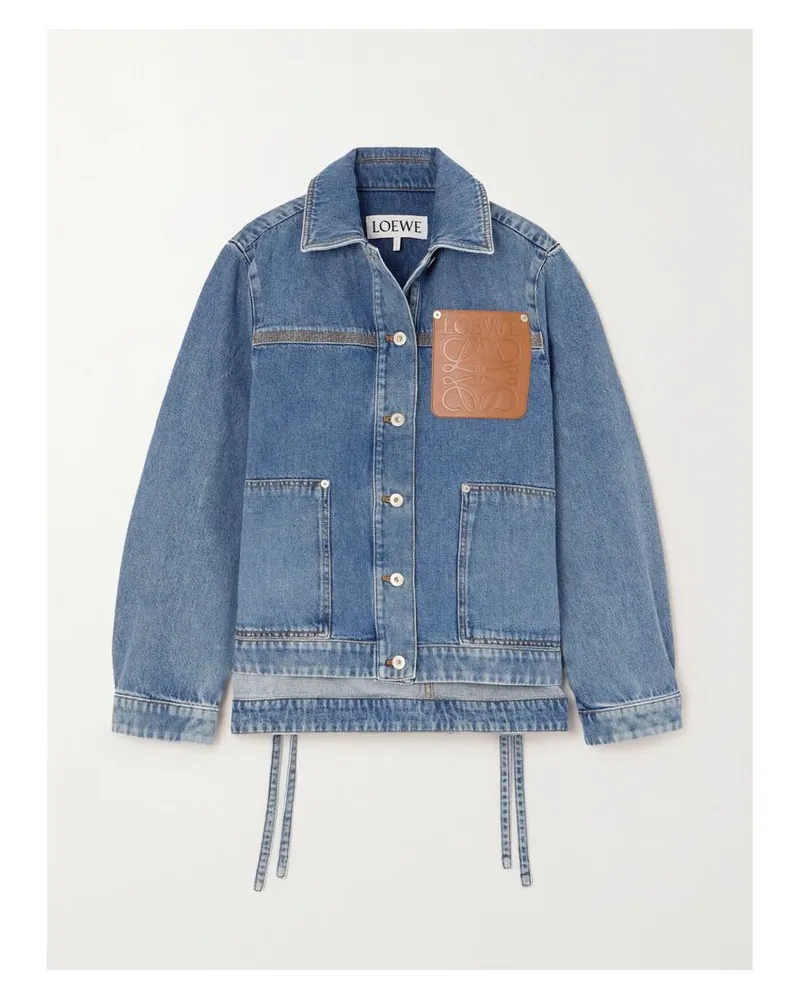 Loewe Jeansjacke Mit Lederbesatz - Blau Blau