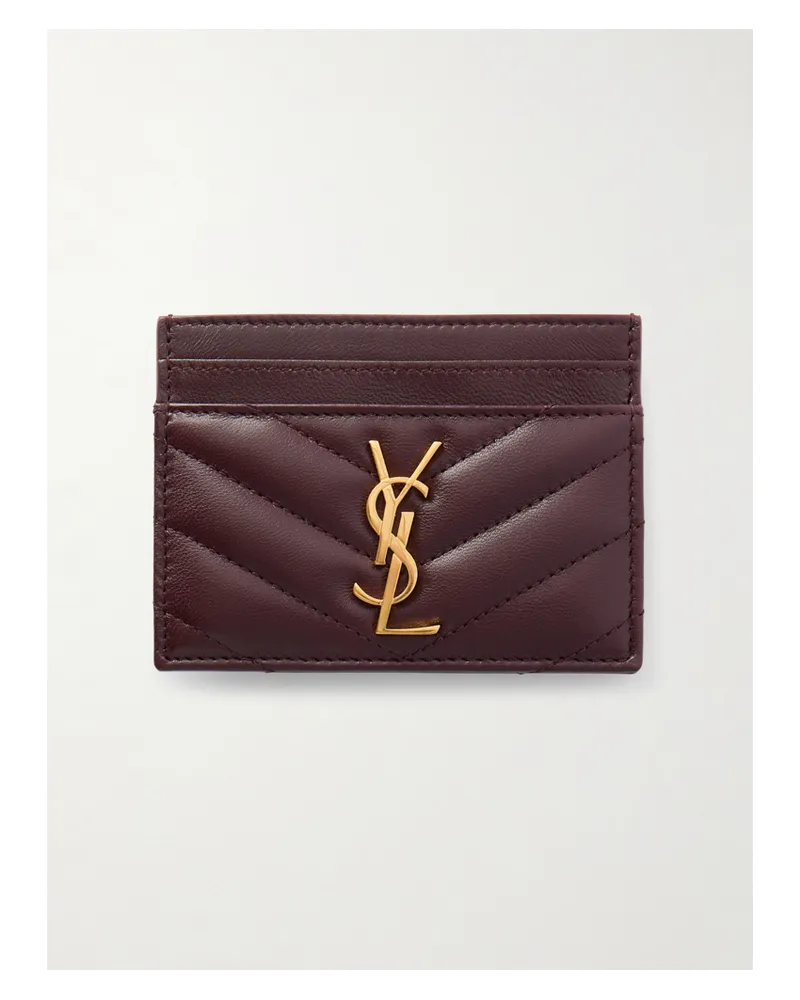 Saint Laurent Cassandre Matelassé Leather Cardholder - Burgundy Burgundy